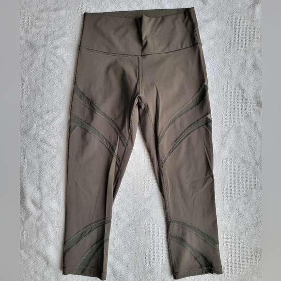 Lululemon Wunder Under Athletic High-Rise Crop Legging 21" *MeshDark Olive - Picture 2 of 10